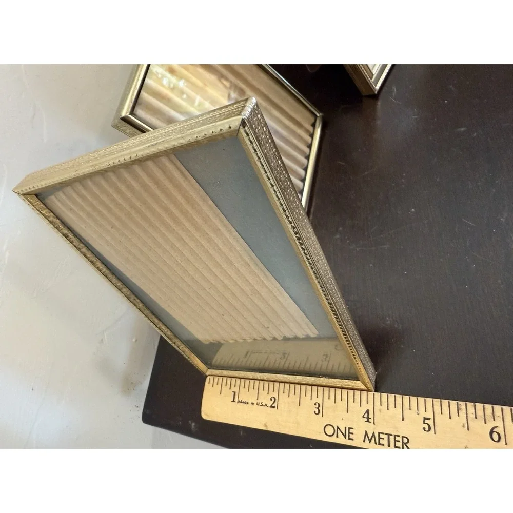 Lot Of 3 Vintage Gold Brass Mid Century Beaded Picture Photo Frames